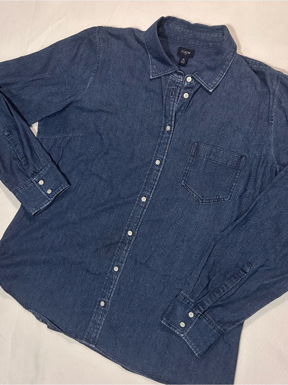 J.Crew Classic Dark Indigo Chambray Button-Up Shirt Women’s Size XL